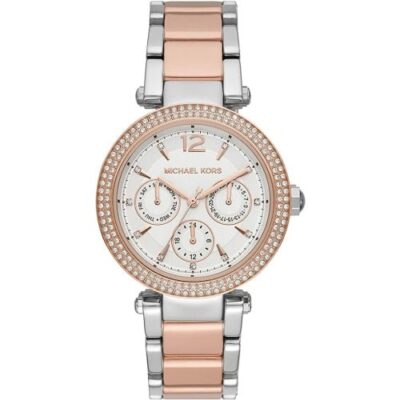 Michael Kors Ladies Parker Rose Gold/Silver Stainless Watch - MK6301